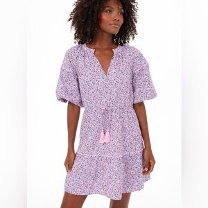 Tuckernuck Hyacinth House Pink Floral Matilda Mini Tiered Dress Tassel Accent L